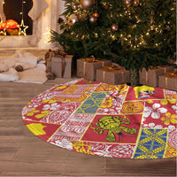 Niue Monuina e Kilisimasi Tree Skirt Pacific Patchwork Xmas Vibes - Polynesian Pride