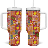 Niue Monuina e Kilisimasi Tumbler With Handle Pacific Patchwork Xmas Vibes - Polynesian Pride