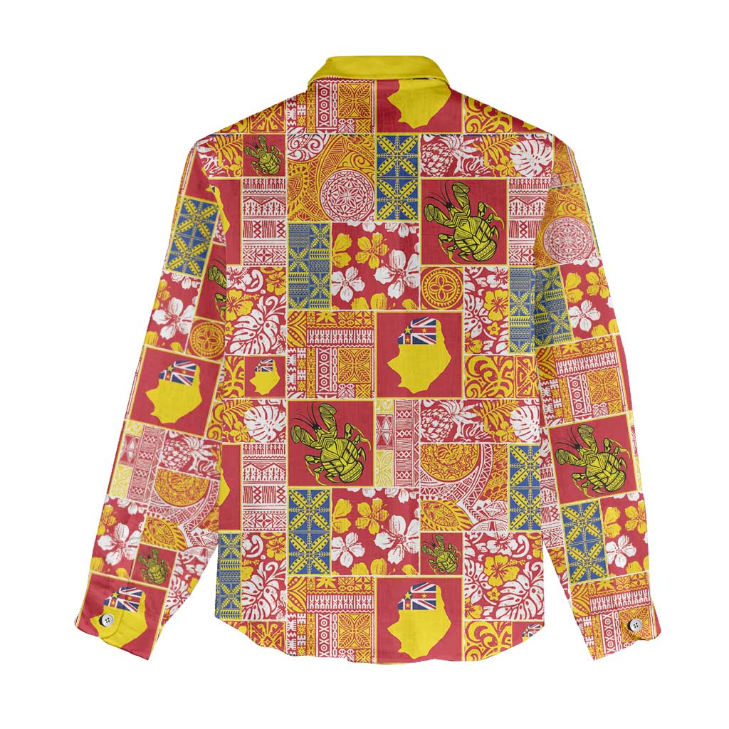 Niue Monuina e Kilisimasi Women Casual Shirt Pacific Patchwork Xmas Vibes - Polynesian Pride