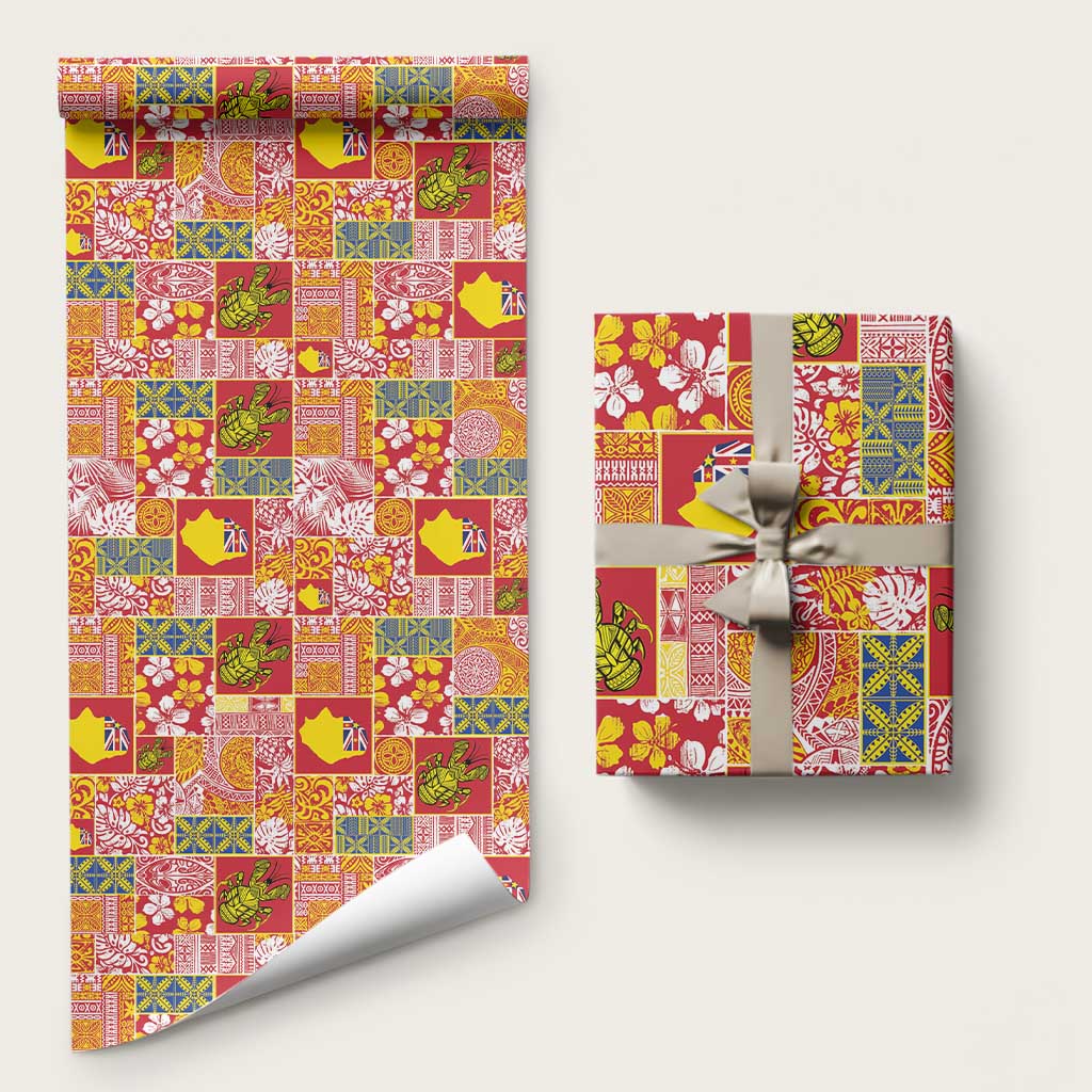 Niue Monuina e Kilisimasi Wrapping Paper Pacific Patchwork Xmas Vibes - Polynesian Pride