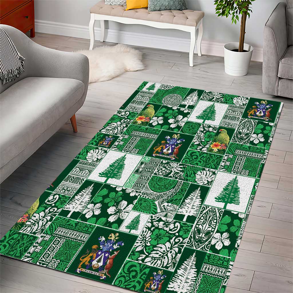 Norfolk Island Meri Krismas Area Rug Pacific Patchwork Xmas Vibes - Polynesian Pride