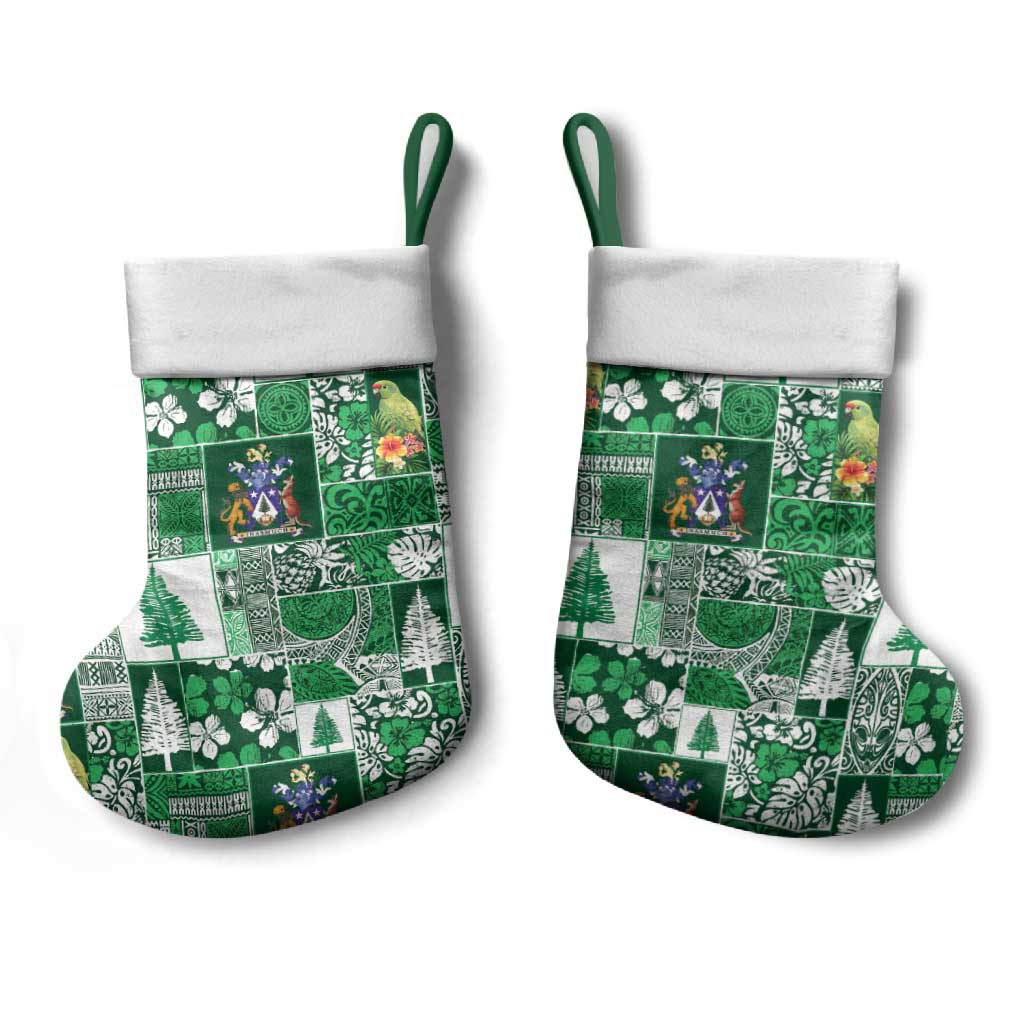 Norfolk Island Meri Krismas Christmas Stocking Pacific Patchwork Xmas Vibes - Polynesian Pride