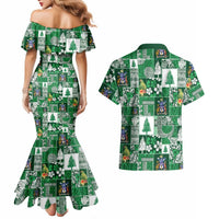 Norfolk Island Meri Krismas Couples Matching Mermaid Dress and Hawaiian Shirt Pacific Patchwork Xmas Vibes LT9 - Polynesian Pride