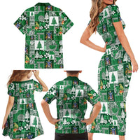 Norfolk Island Meri Krismas Family Matching Short Sleeve Bodycon Dress and Hawaiian Shirt Pacific Patchwork Xmas Vibes - Polynesian Pride