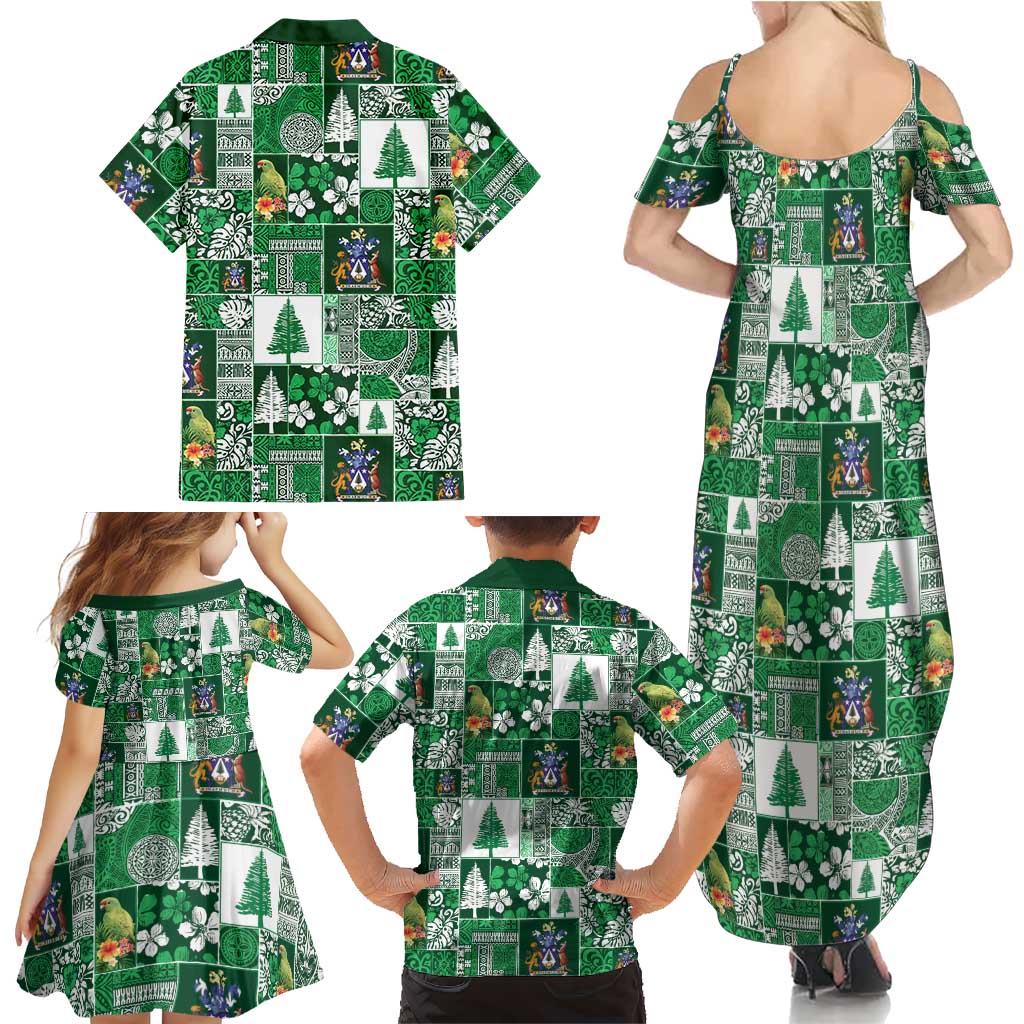 Norfolk Island Meri Krismas Family Matching Summer Maxi Dress and Hawaiian Shirt Pacific Patchwork Xmas Vibes - Polynesian Pride