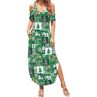 Norfolk Island Meri Krismas Family Matching Summer Maxi Dress and Hawaiian Shirt Pacific Patchwork Xmas Vibes - Polynesian Pride