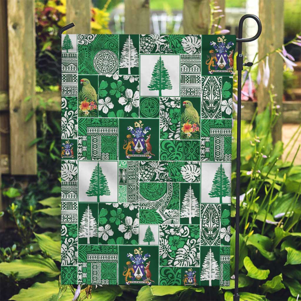 Norfolk Island Meri Krismas Garden Flag Pacific Patchwork Xmas Vibes - Polynesian Pride