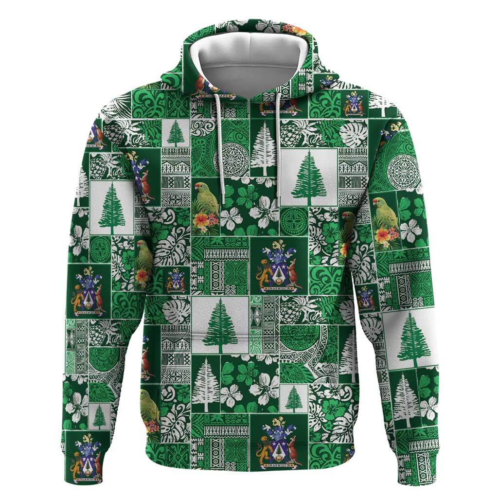Norfolk Island Meri Krismas Hoodie Pacific Patchwork Xmas Vibes - Polynesian Pride