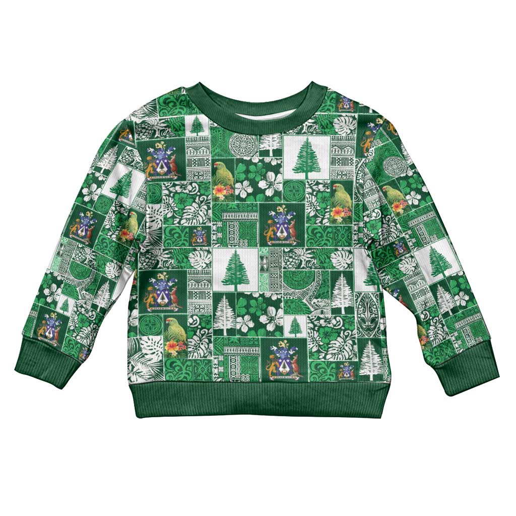 Norfolk Island Meri Krismas Kid Ugly Christmas Sweater Pacific Patchwork Xmas Vibes - Polynesian Pride