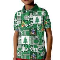 Norfolk Island Meri Krismas Kid Polo Shirt Pacific Patchwork Xmas Vibes - Polynesian Pride