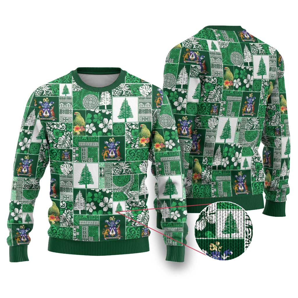 Norfolk Island Meri Krismas Ugly Christmas Sweater Pacific Patchwork Xmas Vibes - Polynesian Pride