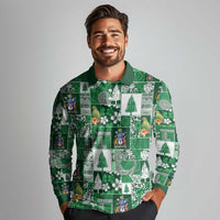 Norfolk Island Meri Krismas Long Sleeve Polo Shirt Pacific Patchwork Xmas Vibes - Polynesian Pride