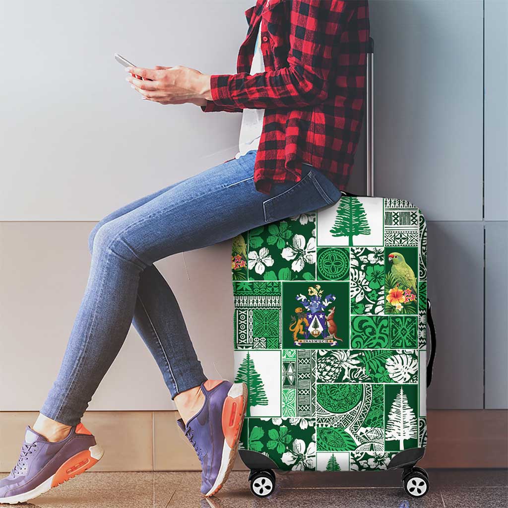 Norfolk Island Meri Krismas Luggage Cover Pacific Patchwork Xmas Vibes - Polynesian Pride