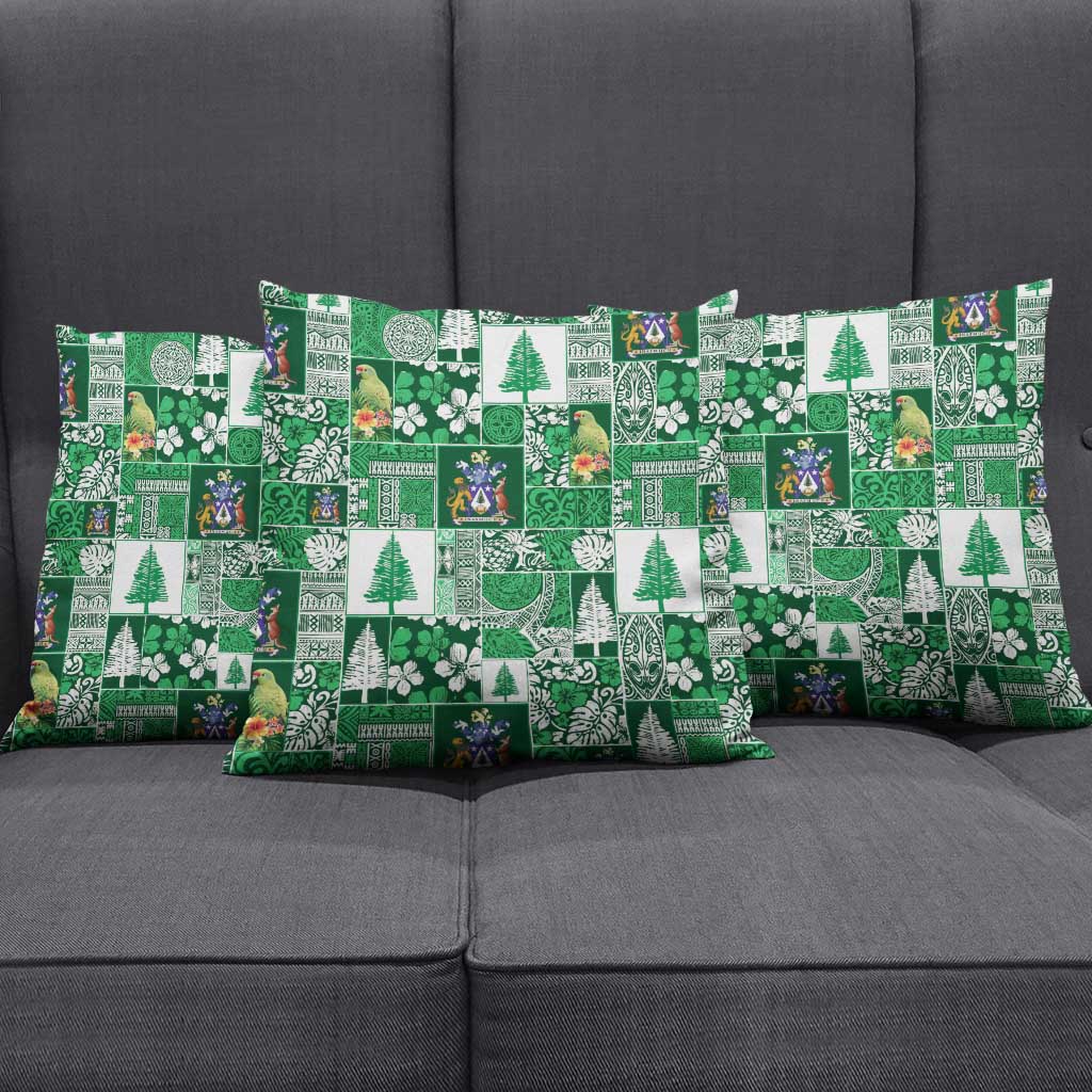 Norfolk Island Meri Krismas Pillow Cover Pacific Patchwork Xmas Vibes - Polynesian Pride