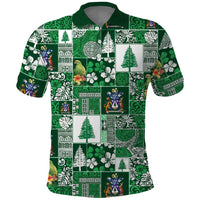 Norfolk Island Meri Krismas Polo Shirt Pacific Patchwork Xmas Vibes - Polynesian Pride