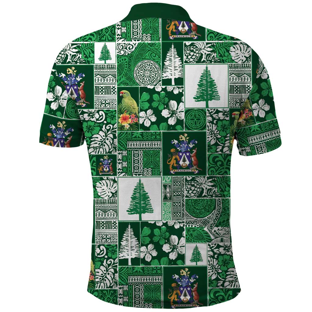 Norfolk Island Meri Krismas Polo Shirt Pacific Patchwork Xmas Vibes - Polynesian Pride