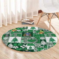 Norfolk Island Meri Krismas Round Carpet Pacific Patchwork Xmas Vibes - Polynesian Pride