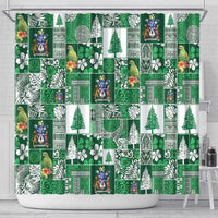 Norfolk Island Meri Krismas Shower Curtain Pacific Patchwork Xmas Vibes - Polynesian Pride
