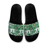 Norfolk Island Meri Krismas Slide Sandals Pacific Patchwork Xmas Vibes - Polynesian Pride