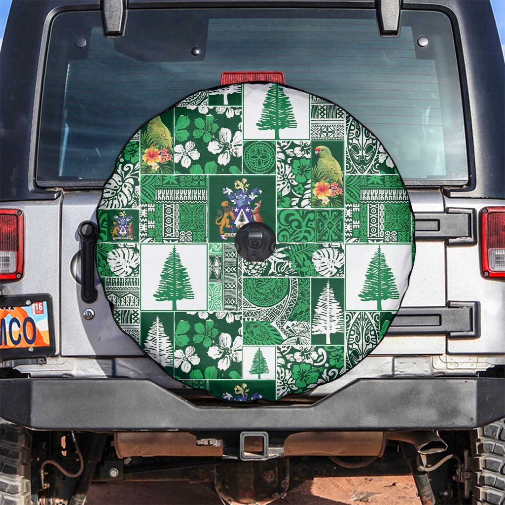 Norfolk Island Meri Krismas Spare Tire Cover Pacific Patchwork Xmas Vibes - Polynesian Pride