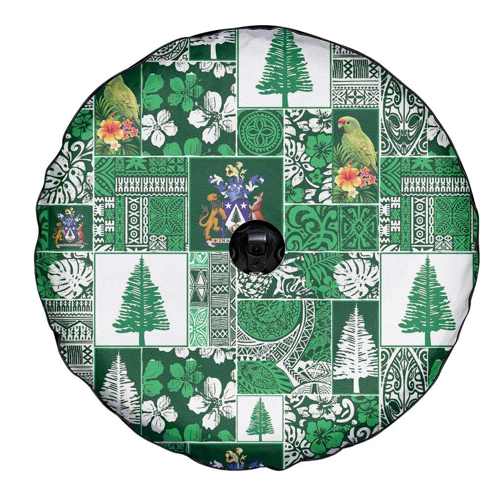 Norfolk Island Meri Krismas Spare Tire Cover Pacific Patchwork Xmas Vibes - Polynesian Pride