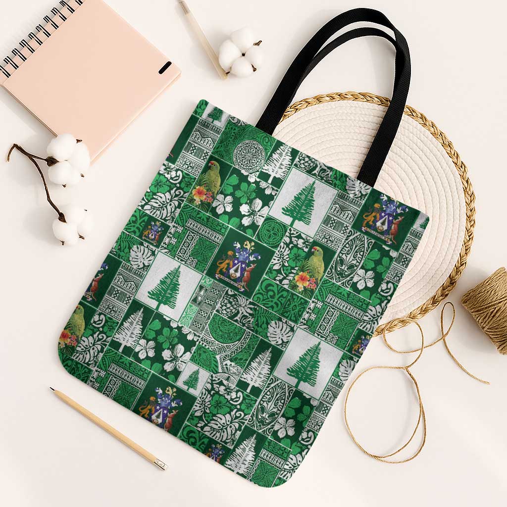 Norfolk Island Meri Krismas Tote Bag Pacific Patchwork Xmas Vibes - Polynesian Pride