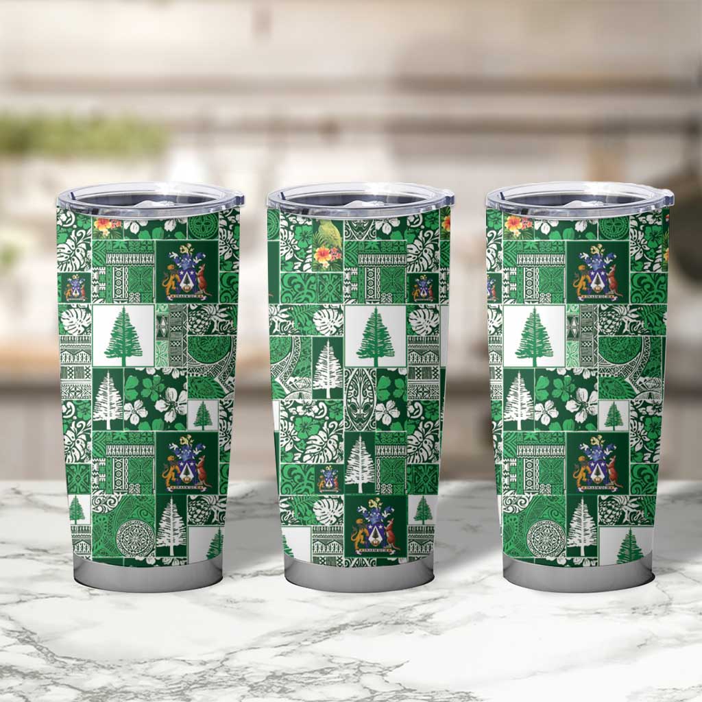 Norfolk Island Meri Krismas Tumbler Cup Pacific Patchwork Xmas Vibes - Polynesian Pride