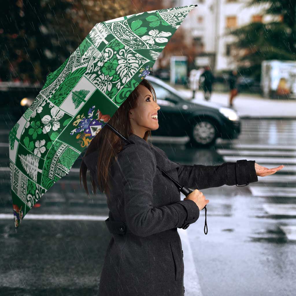 Norfolk Island Meri Krismas Umbrella Pacific Patchwork Xmas Vibes - Polynesian Pride