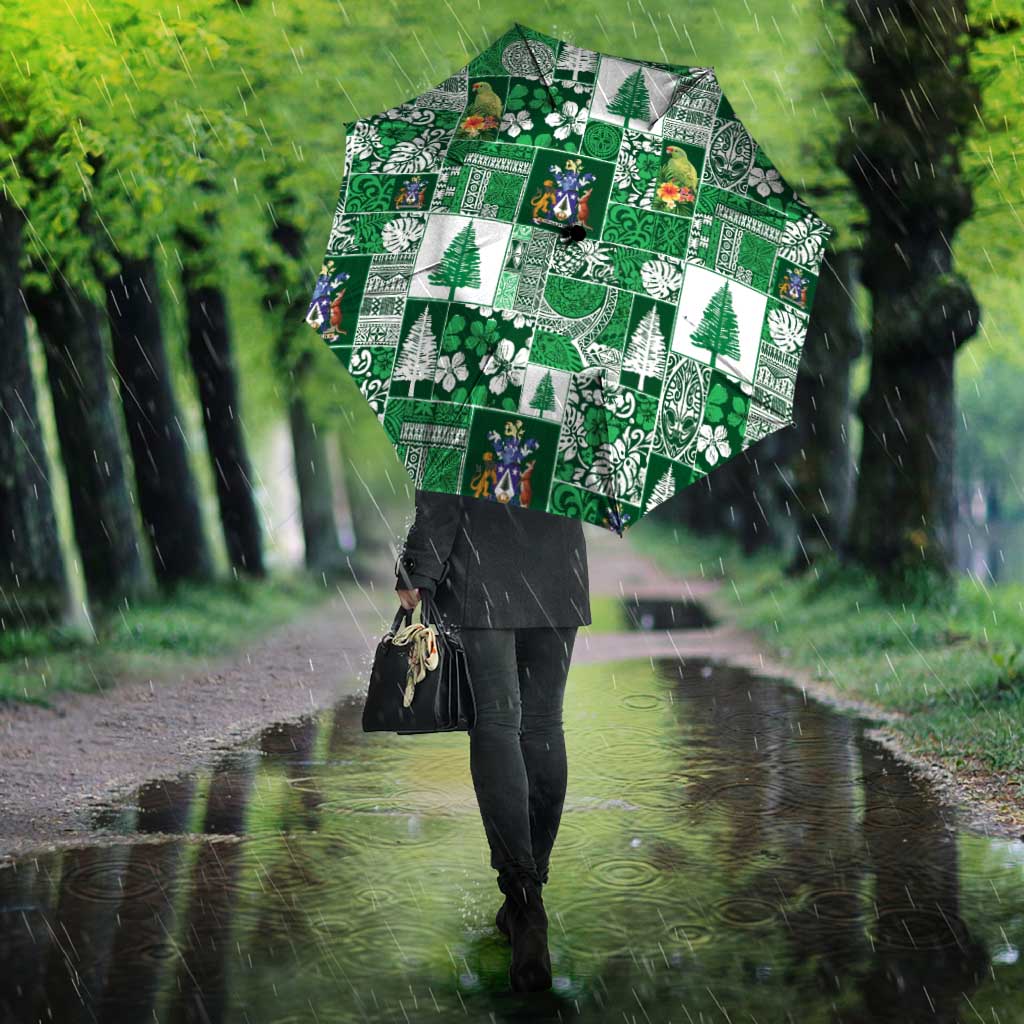 Norfolk Island Meri Krismas Umbrella Pacific Patchwork Xmas Vibes - Polynesian Pride
