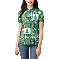 Norfolk Island Meri Krismas Women Polo Shirt Pacific Patchwork Xmas Vibes - Polynesian Pride