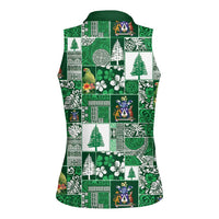 Norfolk Island Meri Krismas Women Sleeveless Polo Shirt Pacific Patchwork Xmas Vibes - Polynesian Pride