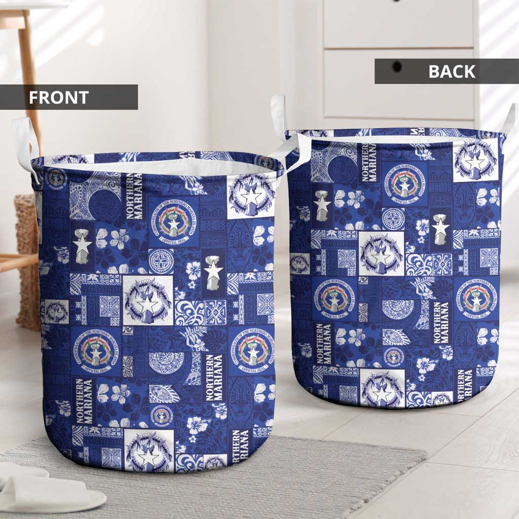 Northern Mariana Islands Magof Nochebuena Laundry Basket Pacific Patchwork Xmas Vibes LT9 - Polynesian Pride