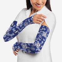 Northern Mariana Islands Magof Nochebuena Arm Sleeves Pacific Patchwork Xmas Vibes - Polynesian Pride