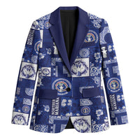 Northern Mariana Islands Magof Nochebuena Blazer Pacific Patchwork Xmas Vibes LT9 Unisex Blue - Polynesian Pride
