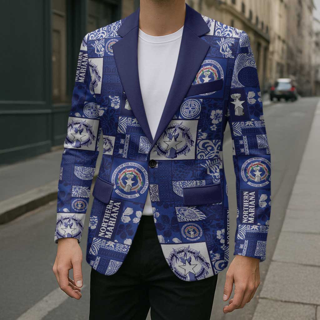 Northern Mariana Islands Magof Nochebuena Blazer Pacific Patchwork Xmas Vibes LT9 - Polynesian Pride