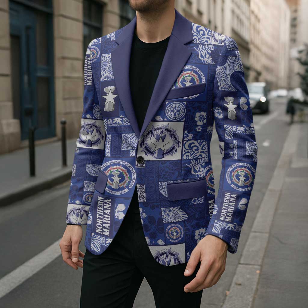 Northern Mariana Islands Magof Nochebuena Blazer Pacific Patchwork Xmas Vibes LT9 - Polynesian Pride