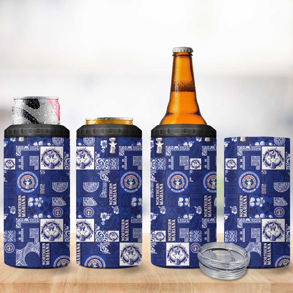 Northern Mariana Islands Magof Nochebuena 4 in 1 Can Cooler Tumbler Pacific Patchwork Xmas Vibes - Polynesian Pride