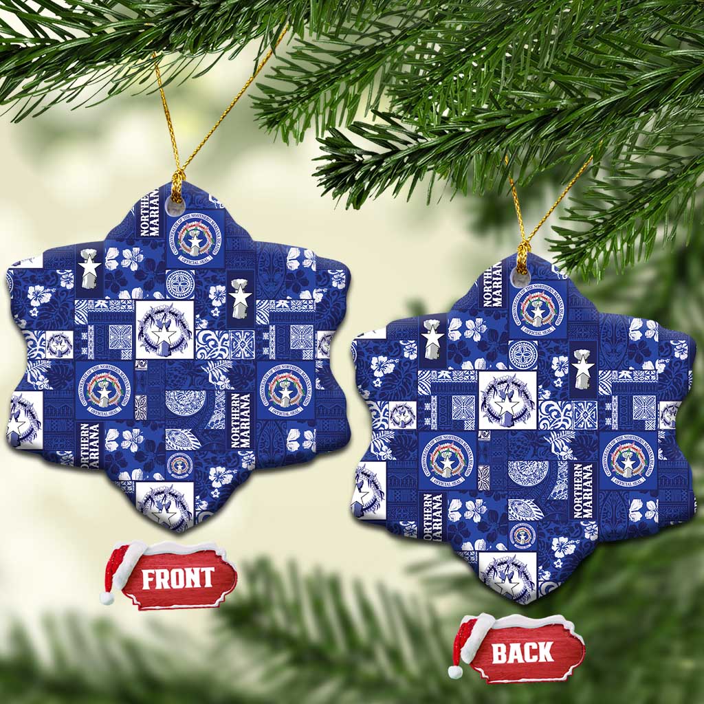 Northern Mariana Islands Magof Nochebuena Ceramic Ornament Pacific Patchwork Xmas Vibes - Polynesian Pride