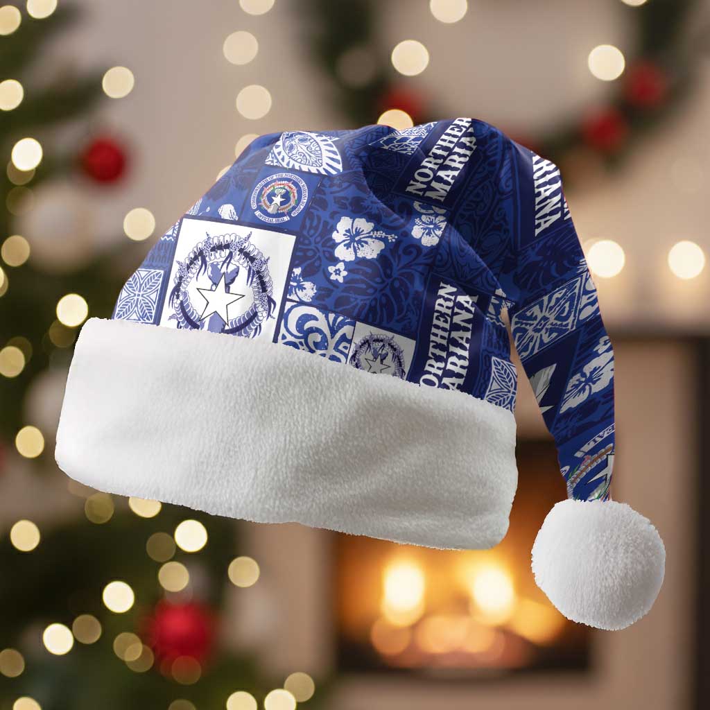 Northern Mariana Islands Magof Nochebuena Christmas Santa Hat Pacific Patchwork Xmas Vibes - Polynesian Pride