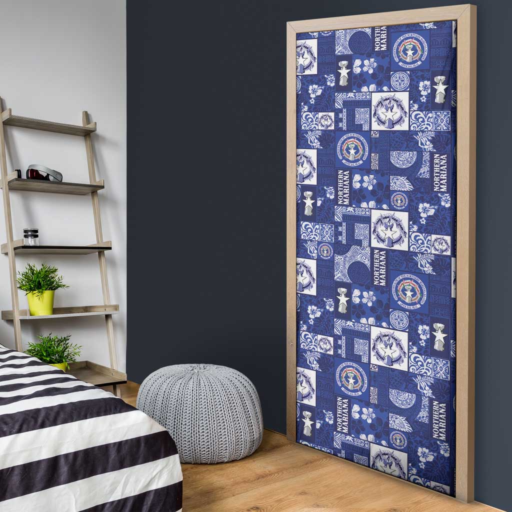 Northern Mariana Islands Magof Nochebuena Door Cover Pacific Patchwork Xmas Vibes LT9 - Polynesian Pride