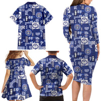 Northern Mariana Islands Magof Nochebuena Family Matching Long Sleeve Bodycon Dress and Hawaiian Shirt Pacific Patchwork Xmas Vibes - Polynesian Pride