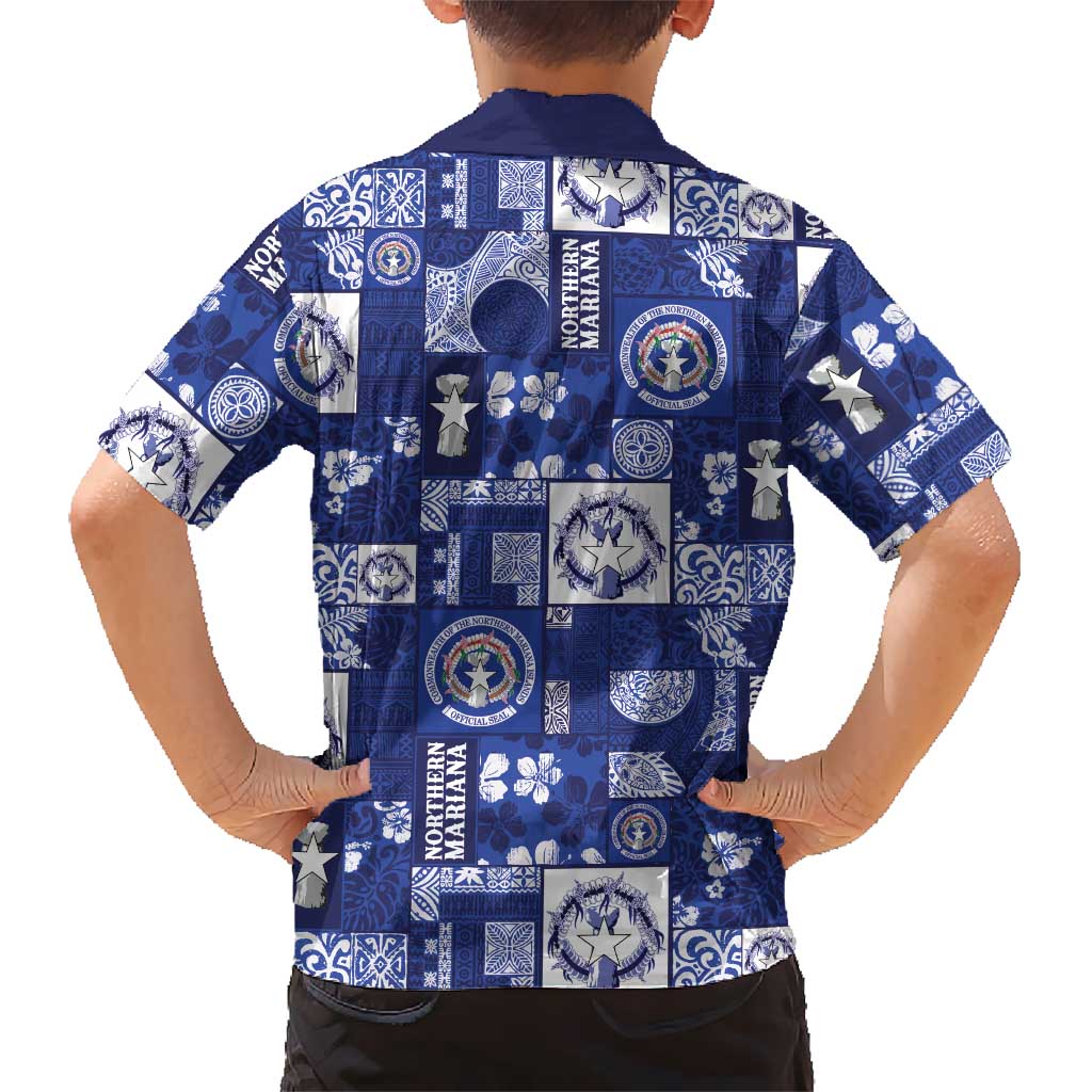 Northern Mariana Islands Magof Nochebuena Family Matching Off Shoulder Short Dress and Hawaiian Shirt Pacific Patchwork Xmas Vibes LT9 - Polynesian Pride