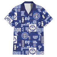 Northern Mariana Islands Magof Nochebuena Family Matching Off Shoulder Short Dress and Hawaiian Shirt Pacific Patchwork Xmas Vibes LT9 Dad's Shirt - Short Sleeve Blue - Polynesian Pride