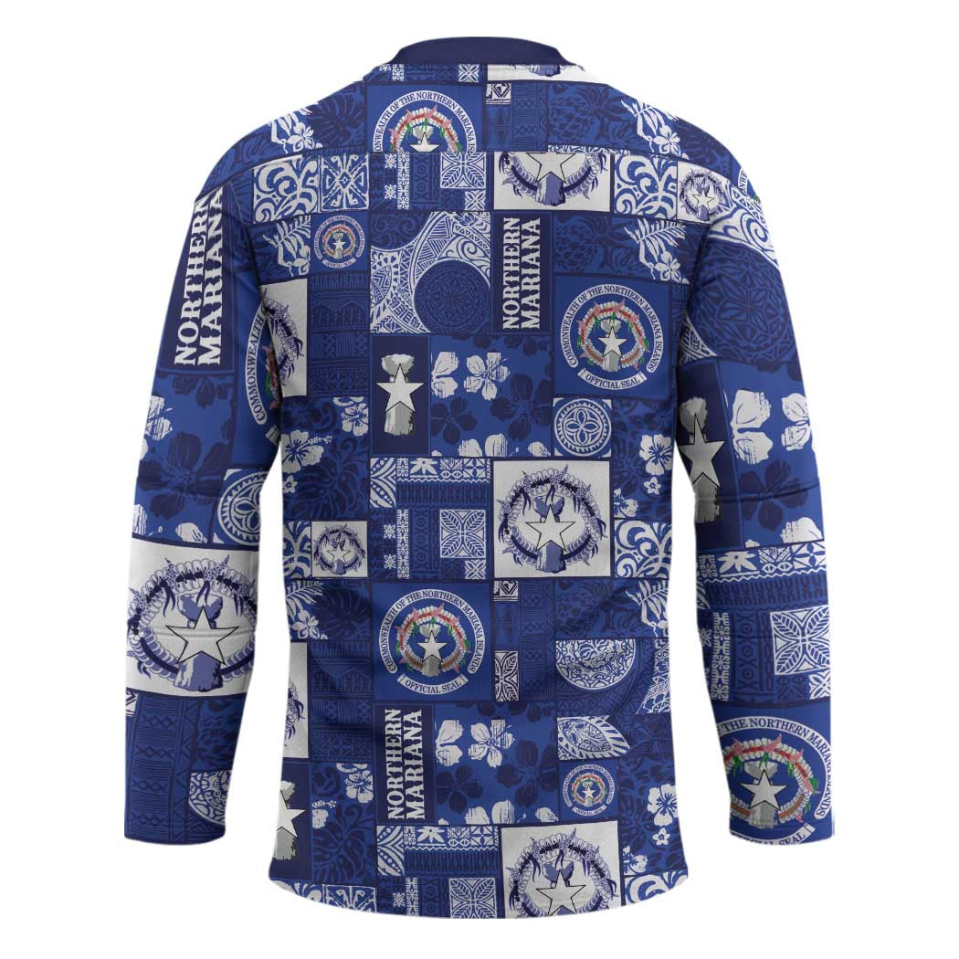 Northern Mariana Islands Magof Nochebuena Hockey Jersey Pacific Patchwork Xmas Vibes LT9 - Polynesian Pride
