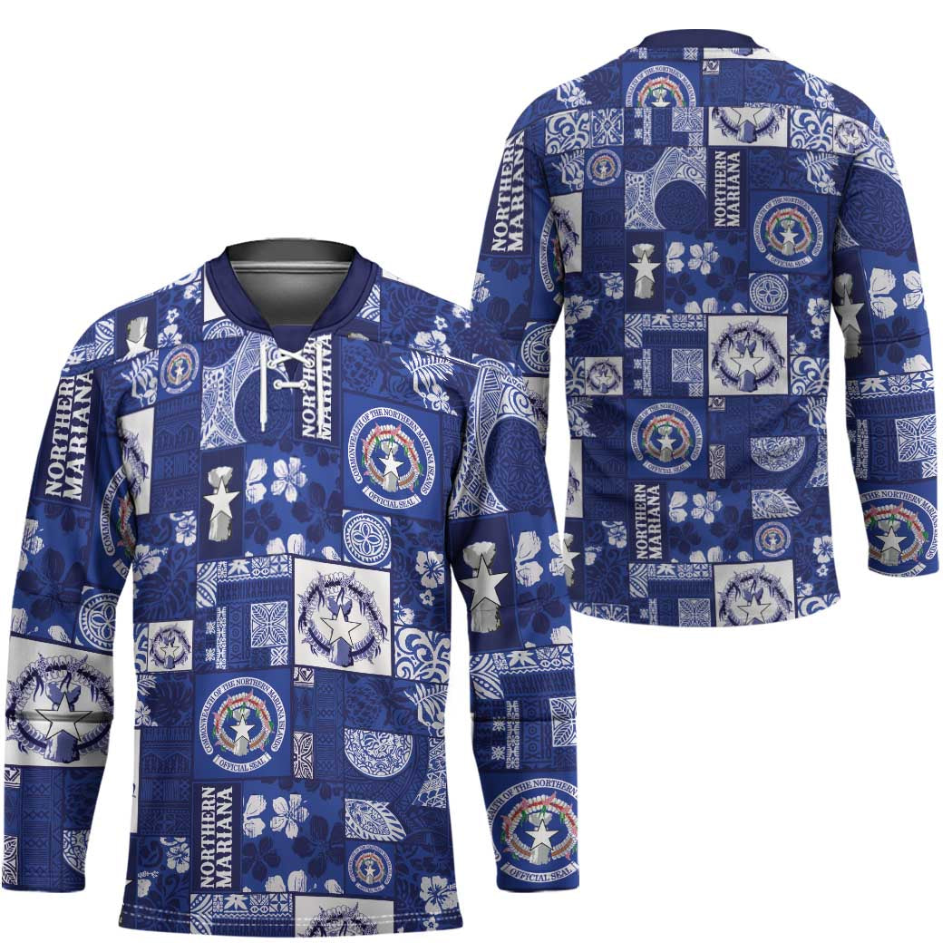 Northern Mariana Islands Magof Nochebuena Hockey Jersey Pacific Patchwork Xmas Vibes LT9 - Polynesian Pride