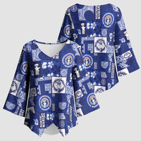 Northern Mariana Islands Magof Nochebuena Kimono Sleeve Blouse Pacific Patchwork Xmas Vibes LT9 - Polynesian Pride