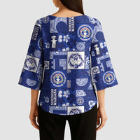 Northern Mariana Islands Magof Nochebuena Kimono Sleeve Blouse Pacific Patchwork Xmas Vibes LT9 - Polynesian Pride