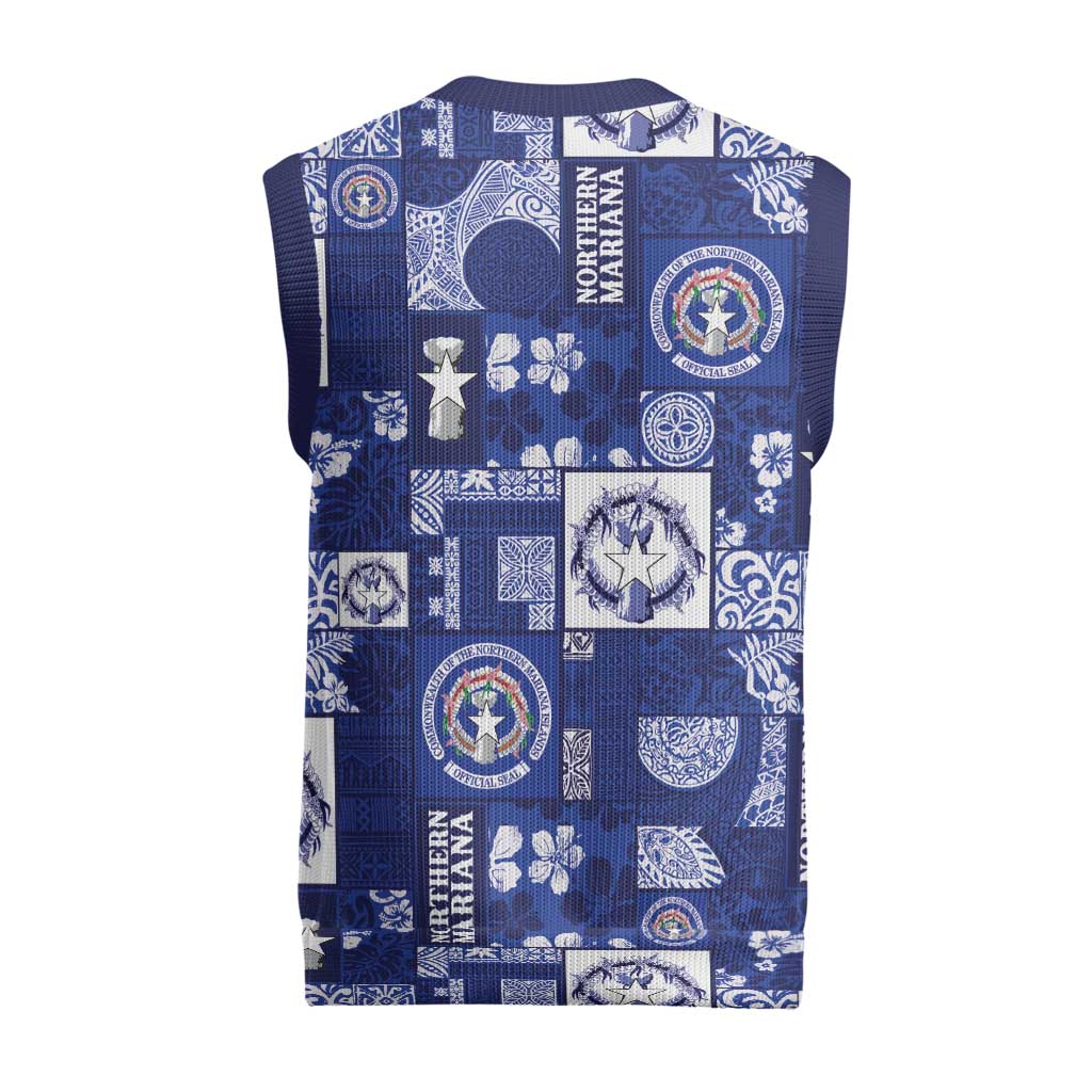 Northern Mariana Islands Magof Nochebuena Christmas Knitted V-Neck Vest Pacific Patchwork Xmas Vibes - Polynesian Pride