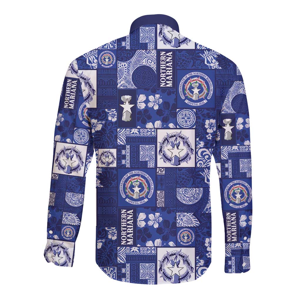 Northern Mariana Islands Magof Nochebuena Long Sleeve Button Shirt Pacific Patchwork Xmas Vibes LT9 - Polynesian Pride