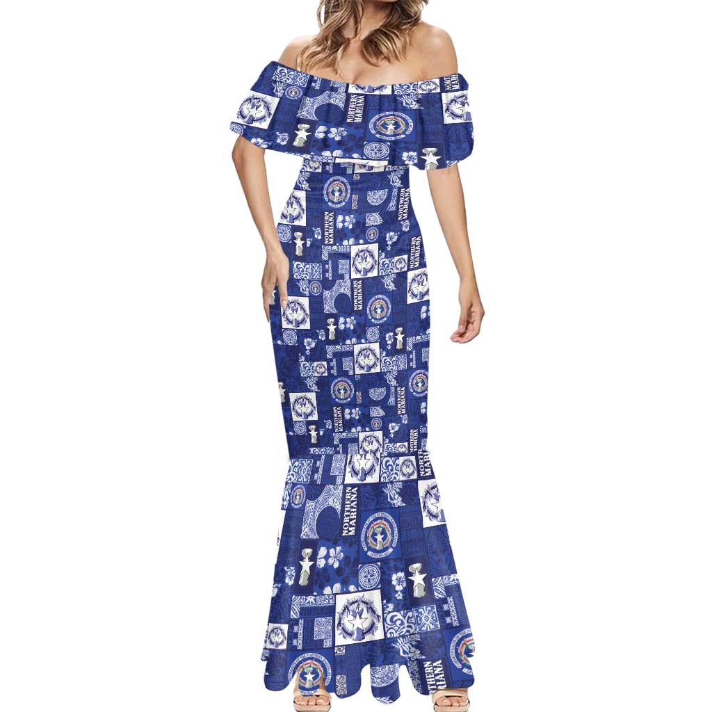 Northern Mariana Islands Magof Nochebuena Mermaid Dress Pacific Patchwork Xmas Vibes - Polynesian Pride